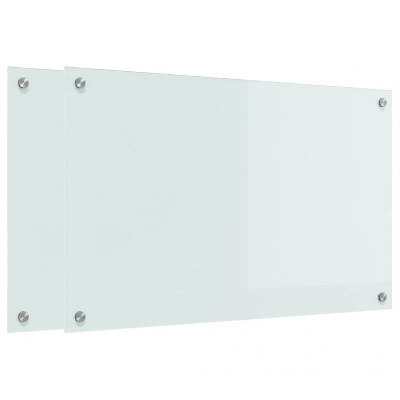 Panel kuchenny 2 pcs Biały 80 x 50 cm szkło hartowane