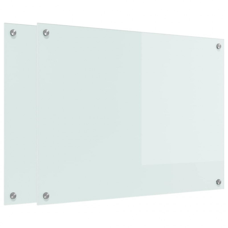 Panel kuchenny 2 pcs Biały 80 x 60 cm szkło hartowane