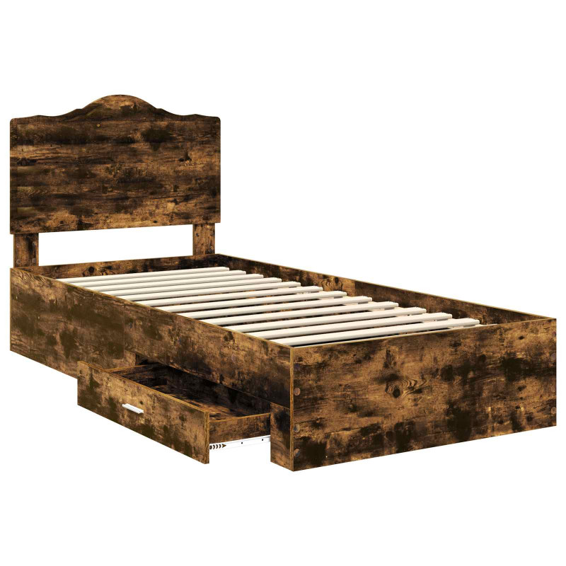 Ramka łóżka Dąb wędzony 90 x 200 cm Materiał drewnopochodny