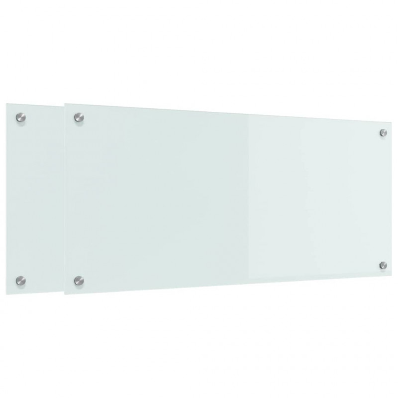 Panel kuchenny 2 pcs Biały 90 x 40 cm szkło hartowane