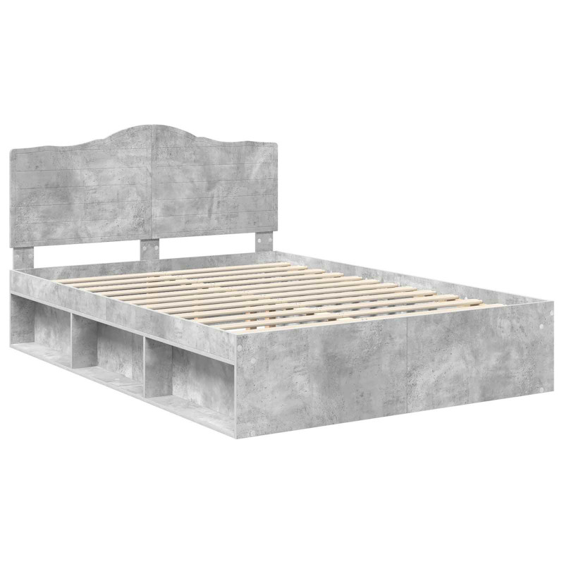 Ramka łóżka Szary beton 150 x 200 cm Lite drewno sosnowe