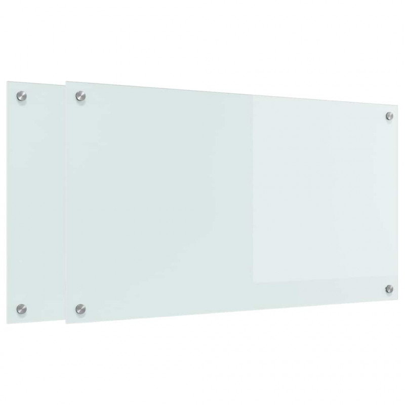 Panel kuchenny 2 pcs Biały 90 x 50 cm szkło hartowane