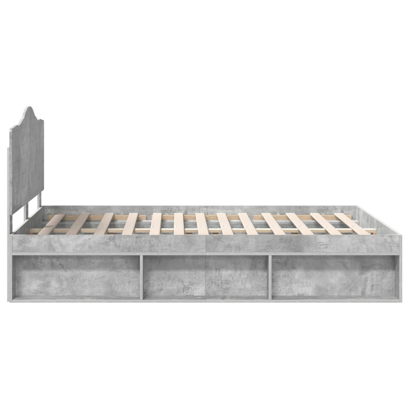 Ramka łóżka Szary beton 150 x 200 cm Lite drewno sosnowe