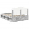 Ramka łóżka Szary beton 150 x 200 cm Lite drewno sosnowe