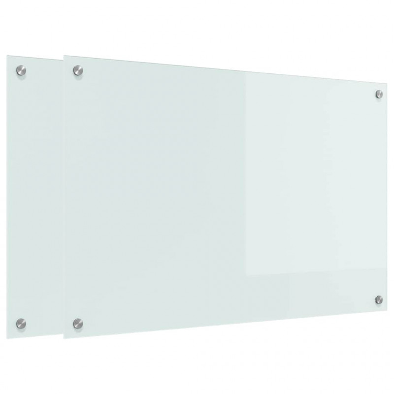 Panel kuchenny 2 pcs Biały 90 x 60 cm szkło hartowane