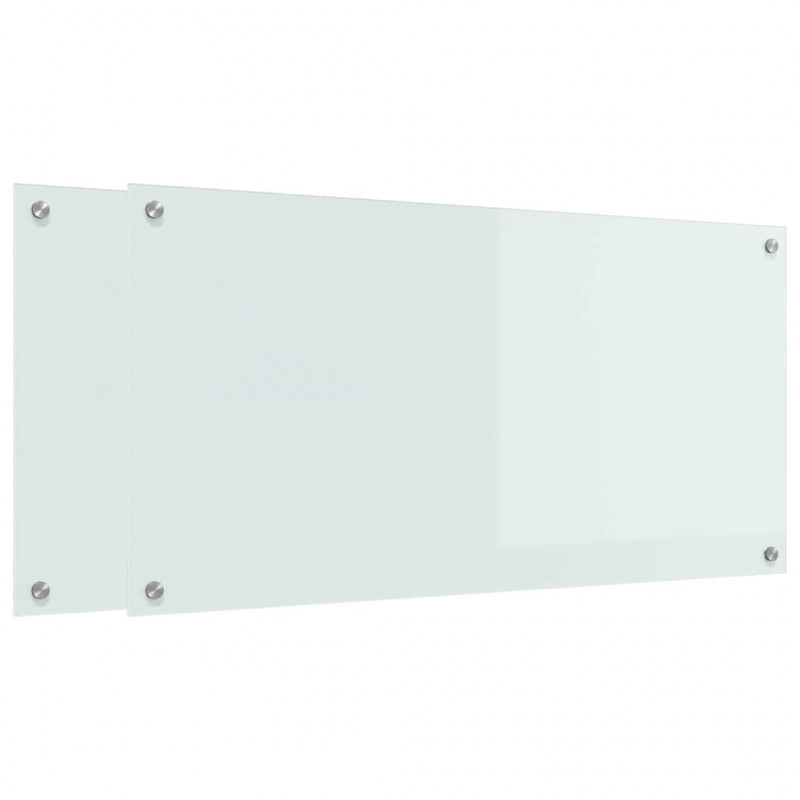 Panel kuchenny 2 pcs Biały 100 x 50 cm szkło hartowane