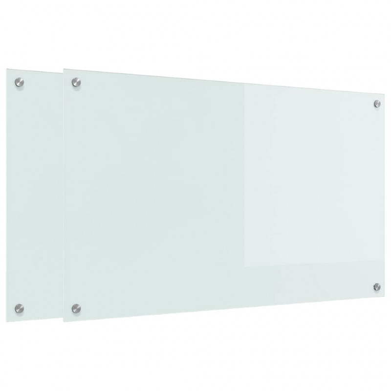 Panel kuchenny 2 pcs Biały 100 x 60 cm szkło hartowane