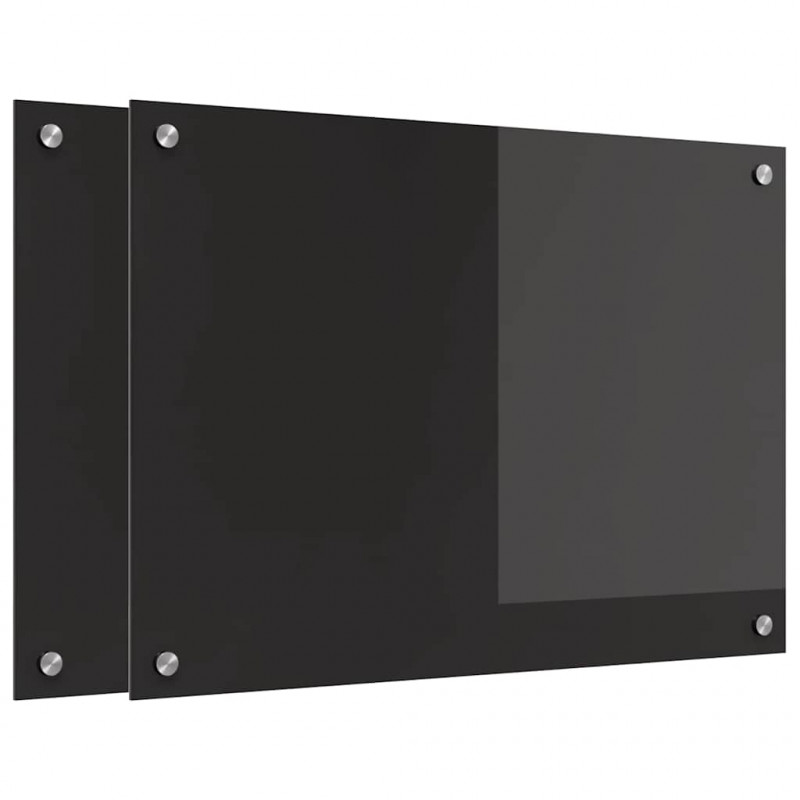 Panel kuchenny 2 pcs Czarny 70 x 50 cm szkło hartowane