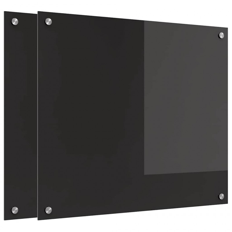 Panel kuchenny 2 pcs Czarny 70 x 60 cm szkło hartowane