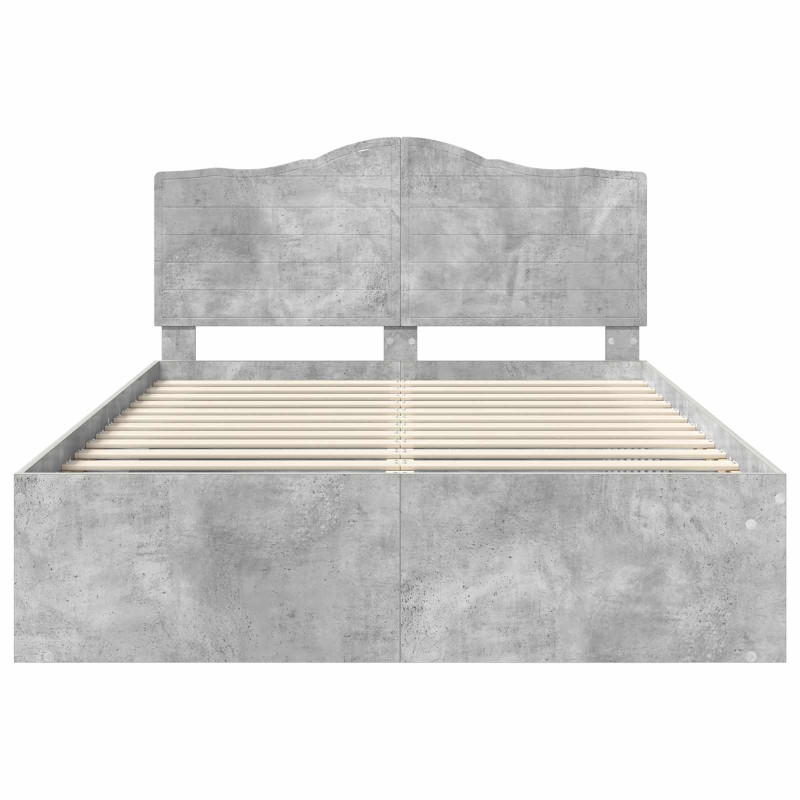 Ramka łóżka Betonowy 140 x 200 cm Lite drewno sosnowe