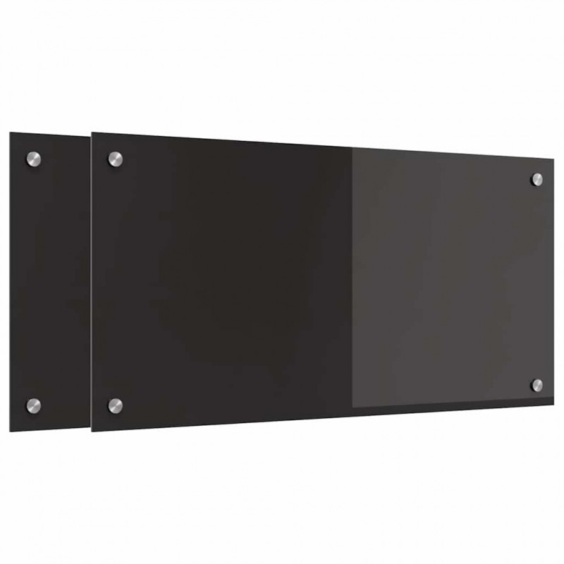 Panel kuchenny 2 pcs Czarny 80 x 40 cm szkło hartowane
