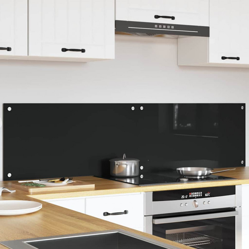 Panel kuchenny 2 pcs Czarny 80 x 40 cm szkło hartowane