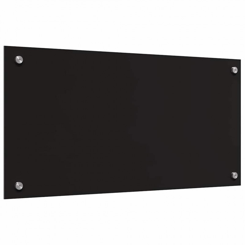Panel kuchenny 2 pcs Czarny 80 x 40 cm szkło hartowane