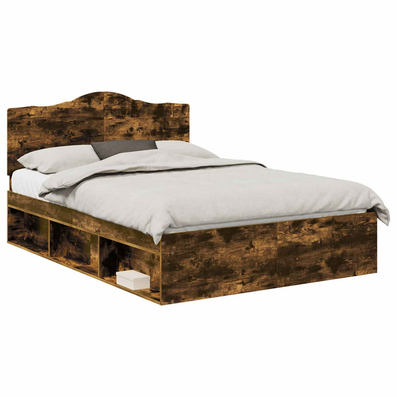 Ramka łóżka Dąb wędzony 140 x 200 cm Lite drewno sosnowe
