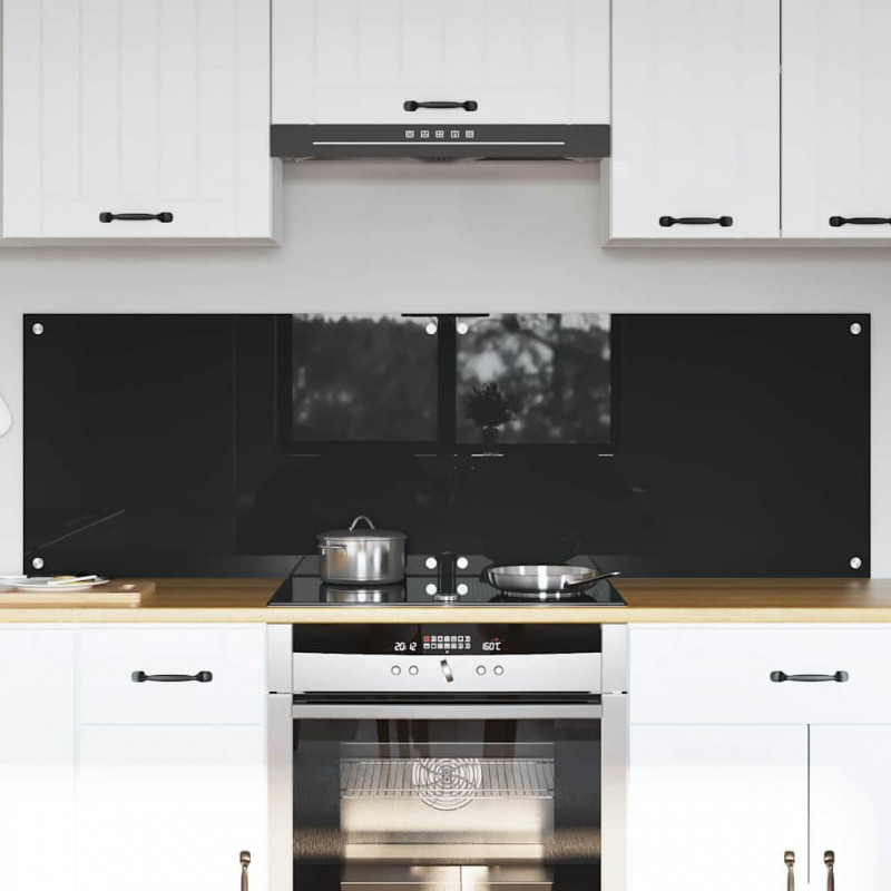 Panel kuchenny 2 pcs Czarny 80 x 50 cm szkło hartowane