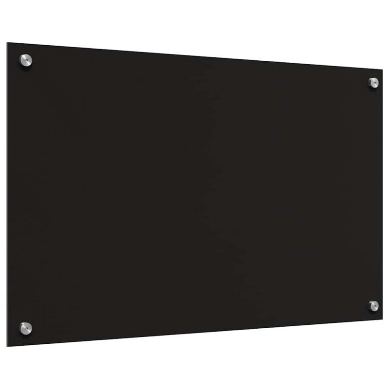 Panel kuchenny 2 pcs Czarny 80 x 50 cm szkło hartowane