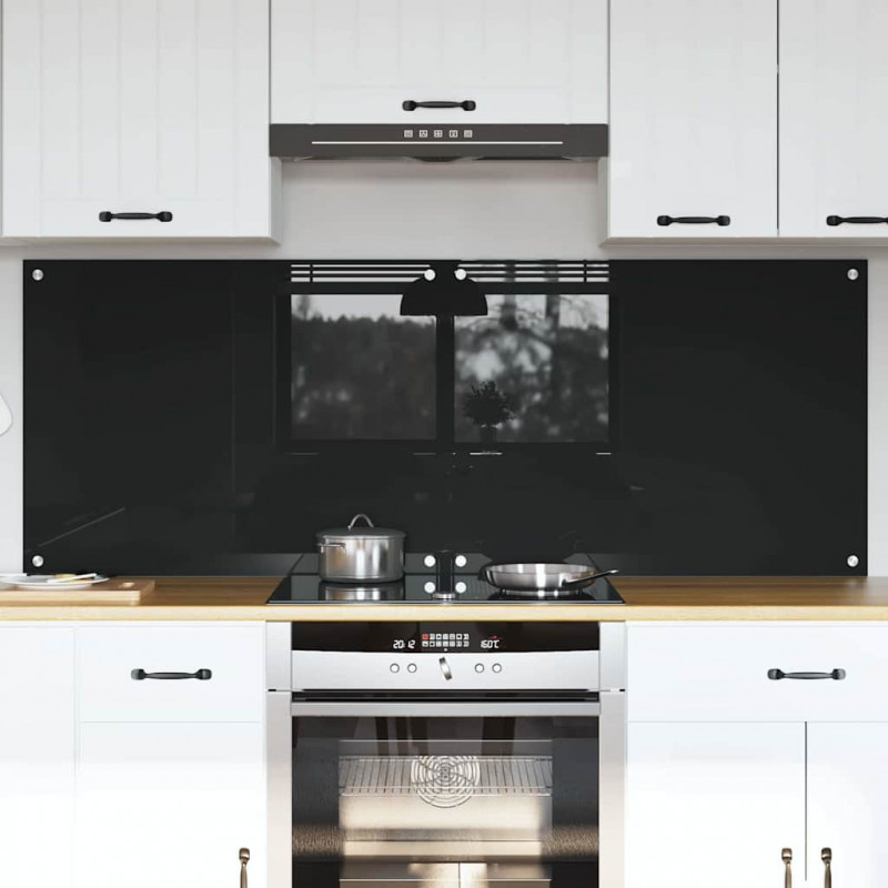 Panel kuchenny 2 pcs Czarny 80 x 60 cm szkło hartowane