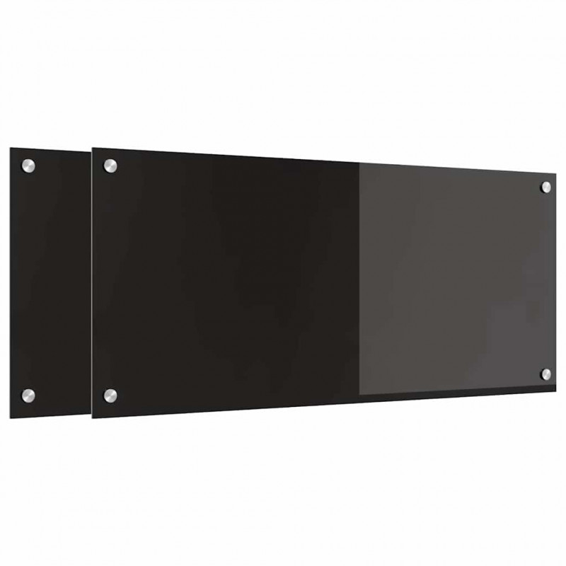 Panel kuchenny 2 pcs Czarny 90 x 40 cm szkło hartowane