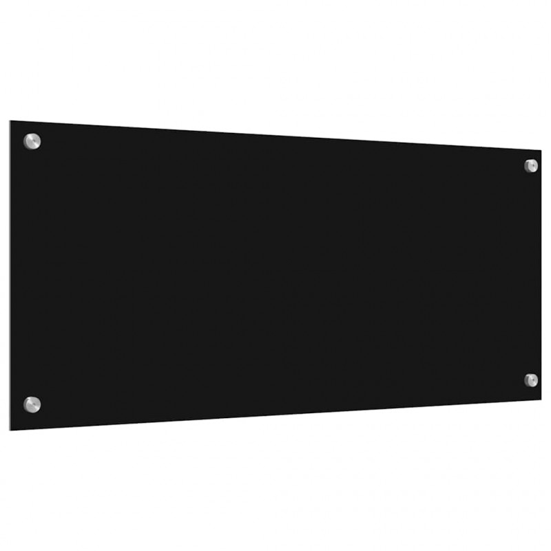 Panel kuchenny 2 pcs Czarny 90 x 40 cm szkło hartowane