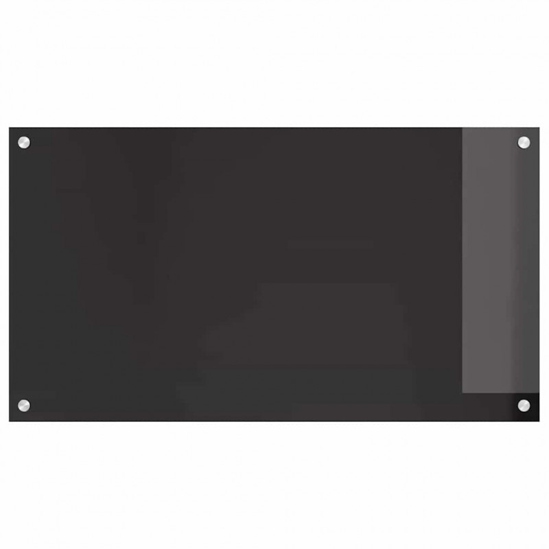 Panel kuchenny 2 pcs Czarny 90 x 50 cm szkło hartowane