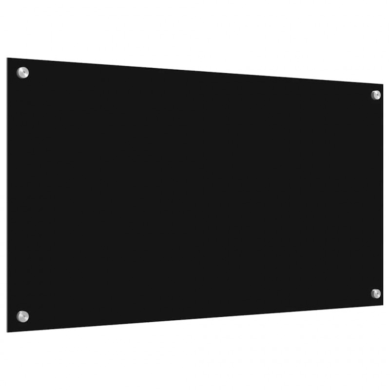 Panel kuchenny 2 pcs Czarny 90 x 50 cm szkło hartowane