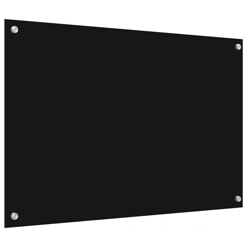 Panel kuchenny 2 pcs Czarny 90 x 60 cm szkło hartowane