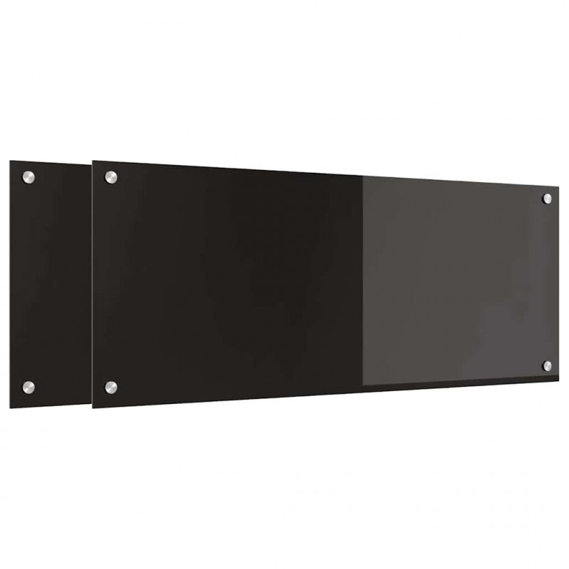 Panel kuchenny 2 pcs Czarny 100 x 40 cm szkło hartowane