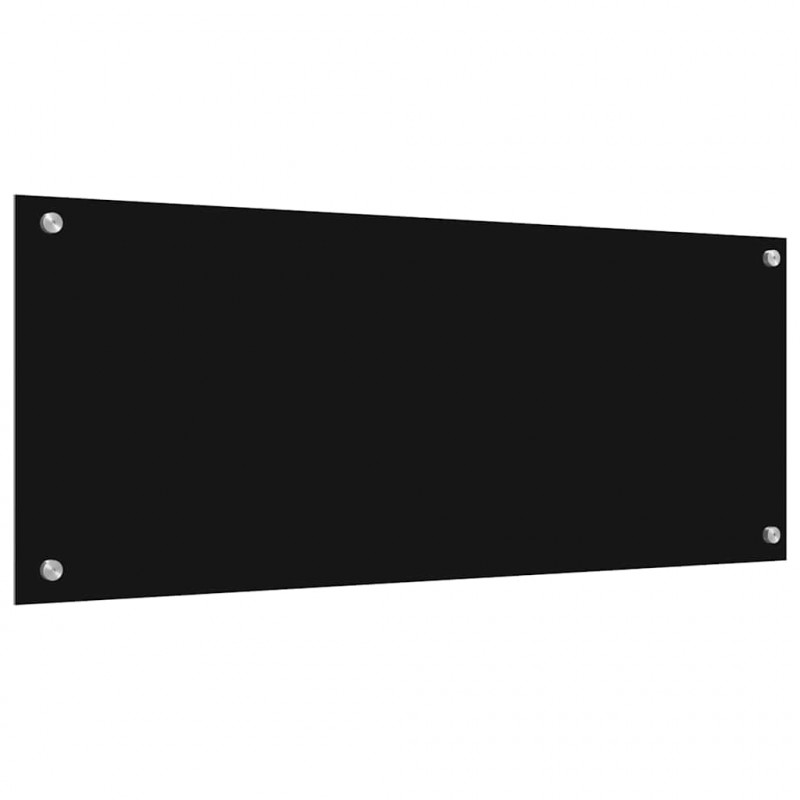 Panel kuchenny 2 pcs Czarny 100 x 40 cm szkło hartowane