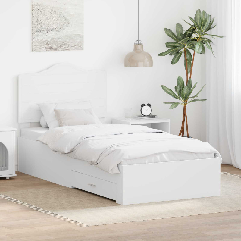 Ramka łóżka Biały 70 x 190 cm Materiał drewnopochodny