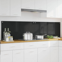 Panel kuchenny 2 pcs Czarny 100 x 50 cm szkło hartowane