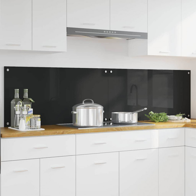 Panel kuchenny 2 pcs Czarny 100 x 50 cm szkło hartowane