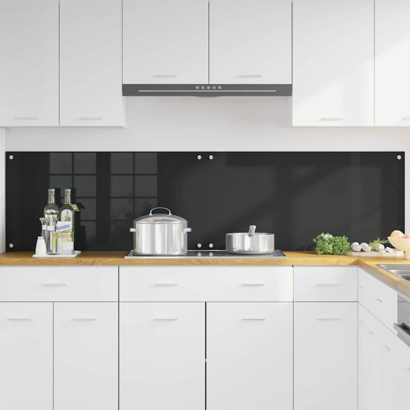 Panel kuchenny 2 pcs Czarny 100 x 50 cm szkło hartowane