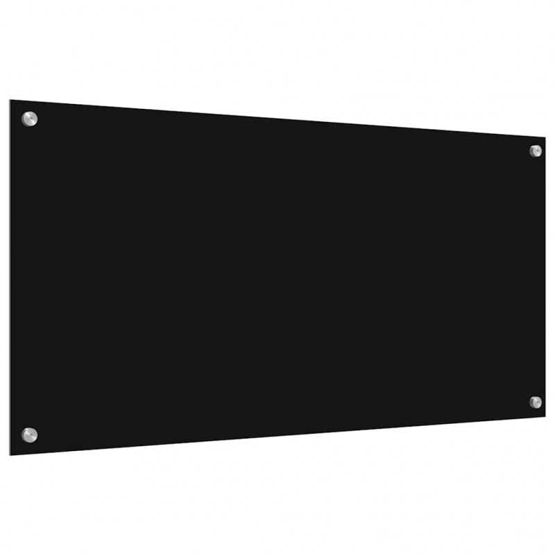 Panel kuchenny 2 pcs Czarny 100 x 50 cm szkło hartowane