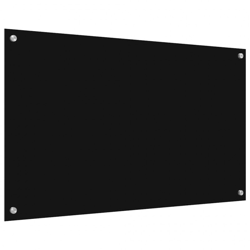 Panel kuchenny 2 pcs Czarny 100 x 60 cm szkło hartowane