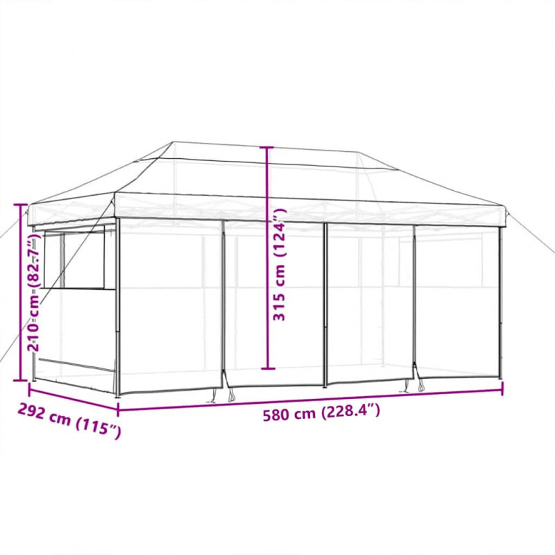 Namiot Imprezowy Pop-up Ciemnoszary 580 x 292 x 315 cm