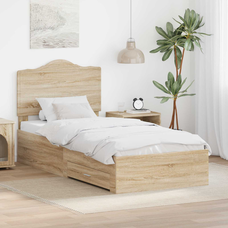 Ramka łóżka Dąb Sonoma 70 x 190 cm Materiał drewnopochodny