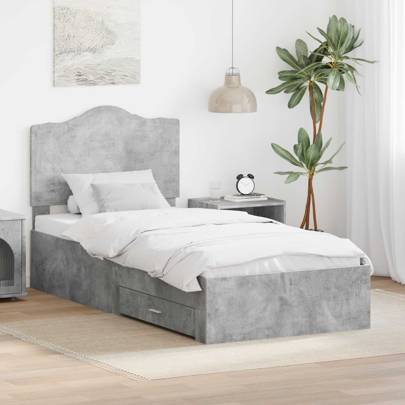 Ramka łóżka Betonowy szary 70 x 190 cm Materiał drewnopochodny