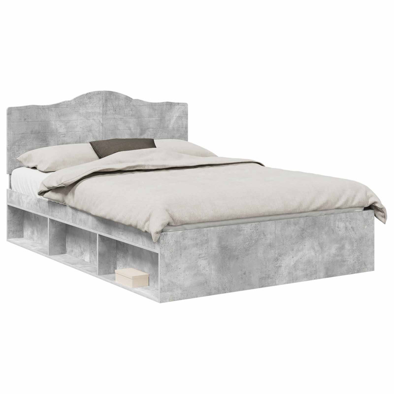 Ramka łóżka Betonowy 140 x 190 cm Lite drewno sosnowe