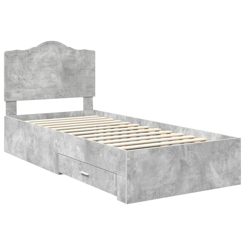 Ramka łóżka Betonowy szary 70 x 190 cm Materiał drewnopochodny