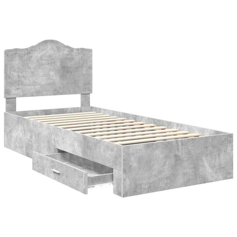 Ramka łóżka Betonowy szary 70 x 190 cm Materiał drewnopochodny