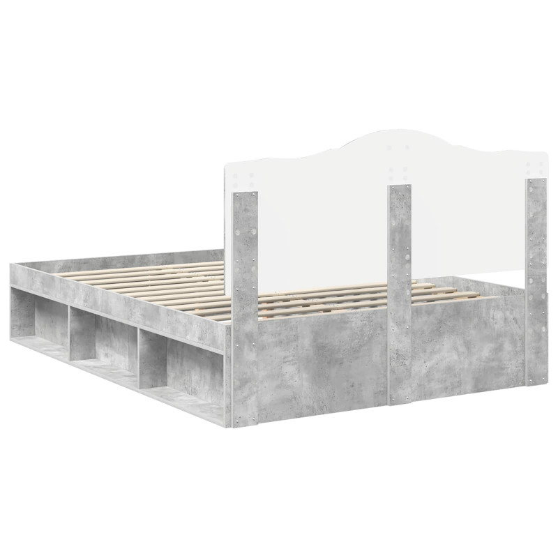 Ramka łóżka Betonowy 140 x 190 cm Lite drewno sosnowe