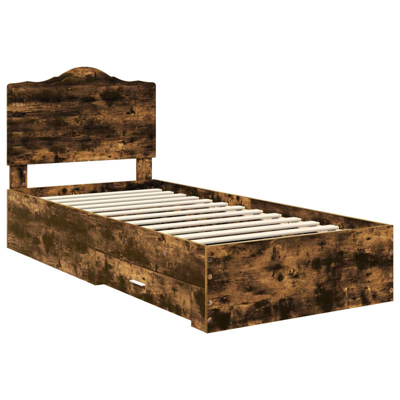 Ramka łóżka Dąb wędzony 70 x 190 cm Materiał drewnopochodny