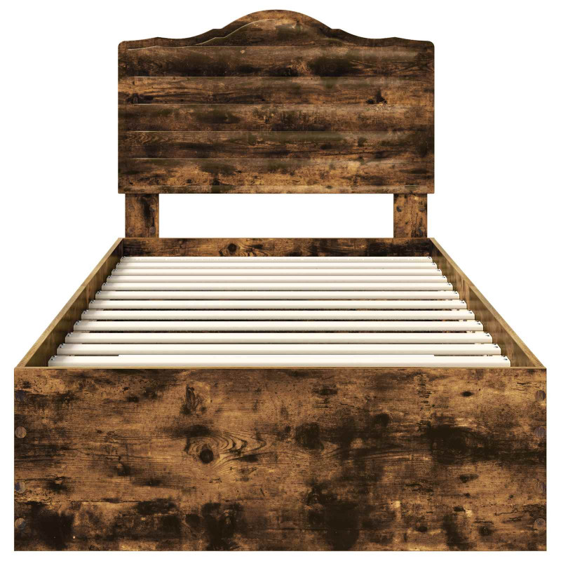 Ramka łóżka Dąb wędzony 70 x 190 cm Materiał drewnopochodny