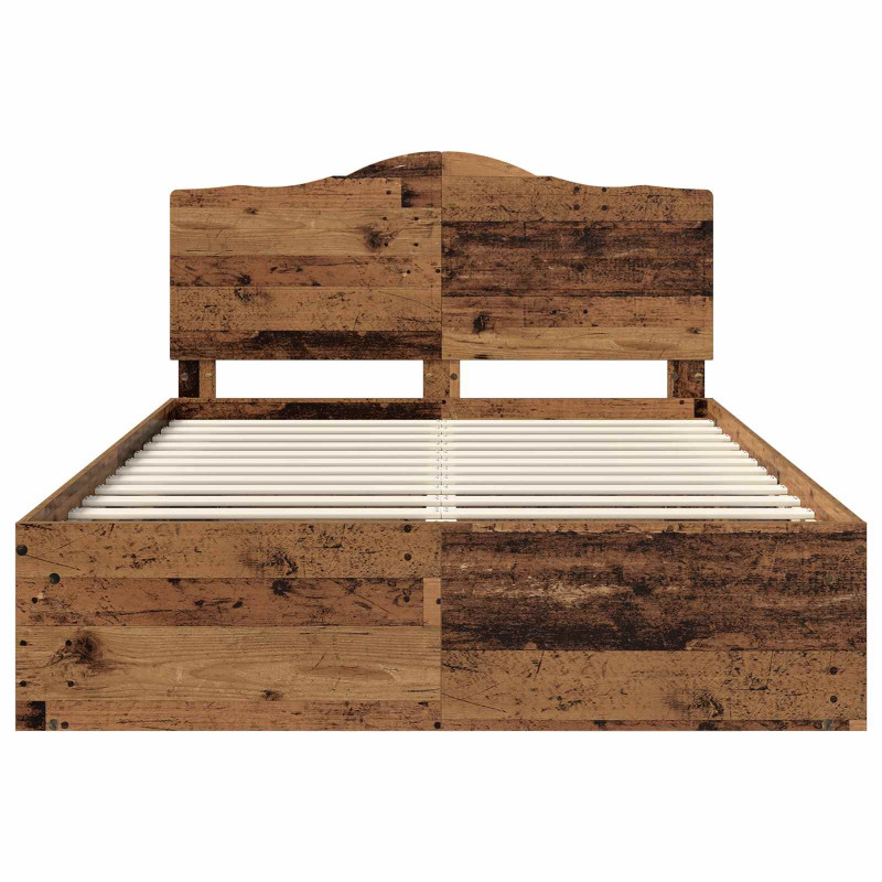Ramka łóżka Stare drewno 140 x 190 cm Lite drewno sosnowe