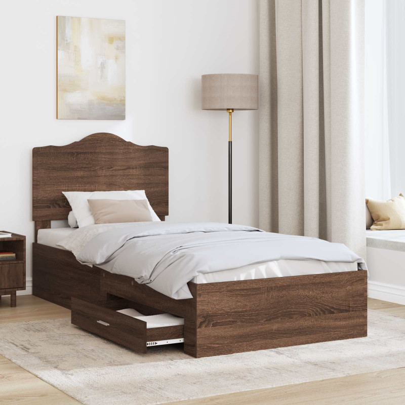 Ramka łóżka Brązowy dąb 70 x 190 cm Materiał drewnopochodny