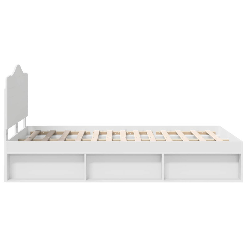 Ramka łóżka Z zagłówkiem Biały 135 x 190 cm Lite drewno sosnowe