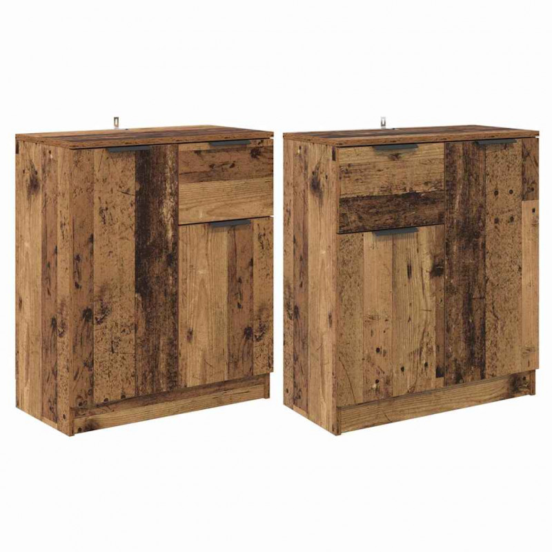 Komody z szufladą 2 pcs Stare drewno 60 x 30 x 70 cm