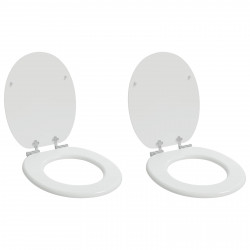 Deska toaletowa z samoodblokowaniem 2 pcs Biały 44 x 38 cm