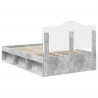 Ramka łóżka Szary beton 135 x 190 cm Lite drewno sosnowe