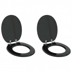 Deska toaletowa z samoodblokowaniem 2 pcs Czarny 44 x 38 cm